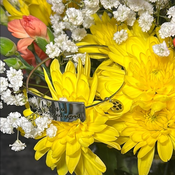 Silver Engraved Bracelet Love is a 4 Legged Word - Picture 6 of 6